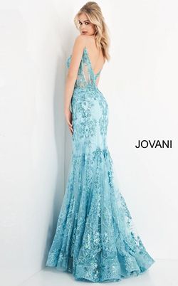 Style 3675 Jovani Blue Size 8 Black Tie Mermaid Dress on Queenly