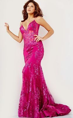 Style 3675 Jovani Pink Size 0 Black Tie Tall Height Mermaid Dress on Queenly