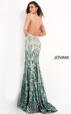 Style 6450 Jovani Purple Size 0 Sequin V Neck Black Tie Floor Length Mermaid Dress on Queenly