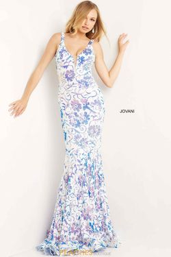 Style 8257 Jovani Blue Size 6 Black Tie Tall Height Fitted Mermaid Dress on Queenly