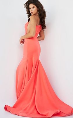 Style 6763 Jovani Orange Size 4 Black Tie One Shoulder Mermaid Dress on Queenly