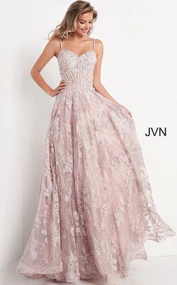 Style JVN06474 Jovani Pink Size 2 Floor Length Corset Black Tie A-line Dress on Queenly