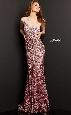Style 6469 Jovani Purple Size 6 Black Tie One Shoulder Pageant Floor Length Mermaid Dress on Queenly