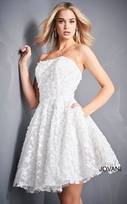 Style 2564 Jovani White Size 8 Bachelorette Mini Cocktail Dress on Queenly