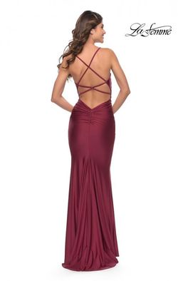 Style 27501 La Femme Purple Size 8 Floor Length Military Mermaid Dress on Queenly