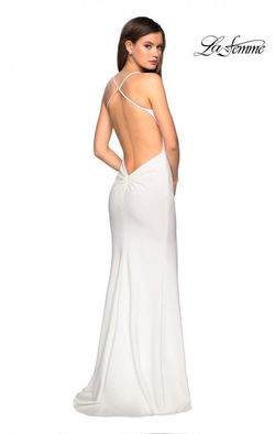 Style 27657 La Femme White Size 6 Tall Height Side slit Dress on Queenly