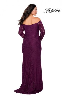 Style 28859 La Femme Purple Size 12 Plus Size Tall Height Mermaid Dress on Queenly