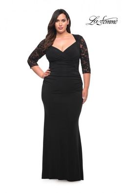 Style 29586 La Femme Black Tie Size 22 Prom Plus Size Mermaid Dress on Queenly