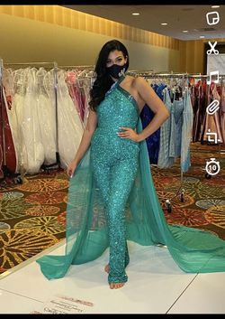 Ashley Lauren Green Size 4 Pageant Jumpsuit Dress on Queenly