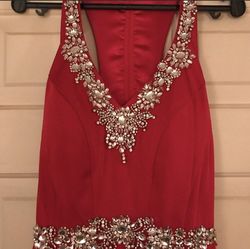 NOX Red Size 12 Floor Length Black Tie Pageant Mermaid Dress on Queenly