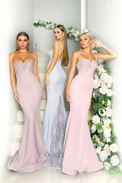 Style BRIAR ROSE NO LACE TRAIN Portia & Scarlett Pink Size 4 Black Tie Tall Height Mermaid Dress on Queenly
