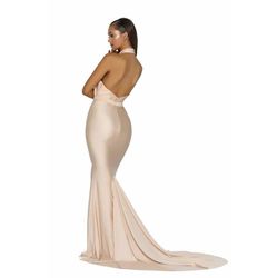 Style PS5007 Portia & Scarlett Gold Size 123 Jersey Tall Height Side slit Dress on Queenly