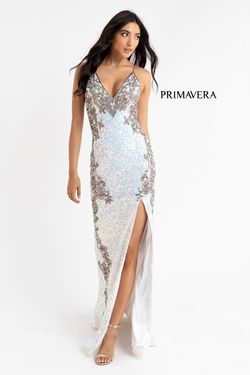 Style 3211 Primavera Couture White Size 2 Spaghetti Strap Floor Length Prom Side slit Dress on Queenly