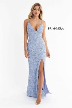 Style 3291 Primavera Couture Purple Size 2 Jewelled Side slit Dress on Queenly