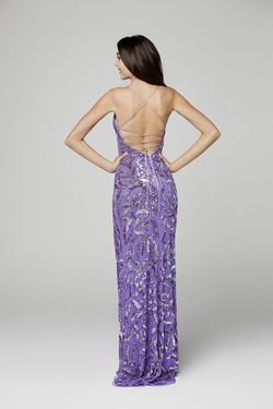 Style 3419 Primavera Couture Purple Size 2 Lavender Floor Length Black Tie Side slit Dress on Queenly