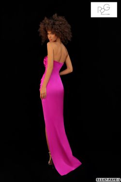 Style 51147 Tarik Ediz Pink Size 8 Strapless Floor Length Side slit Dress on Queenly