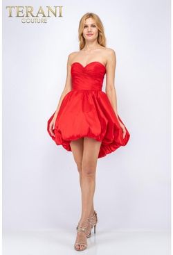 Style 2021H3323 Terani Couture Red Size 8 Floor Length Euphoria Cocktail Dress on Queenly