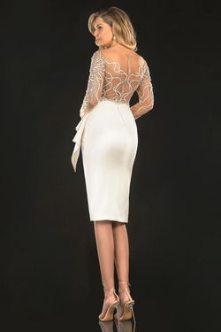 Style 2021C2612 Terani Couture White Size 4 Floor Length Bridal Shower Cocktail Dress on Queenly