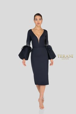 Style 1912C9643 Terani Couture Blue Size 16 Tall Height Black Tie Euphoria Cocktail Dress on Queenly