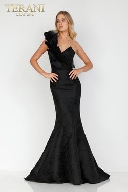 Style 2021E2795 Terani Couture Black Size 6 Tall Height Mermaid Dress on Queenly