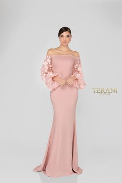 Style 1911E9128 Terani Couture Pink Size 6 Black Tie Pageant Floor Length Mermaid Dress on Queenly
