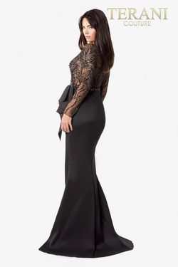 Style 2021E2878 Terani Couture Black Tie Size 16 Tall Height Pageant Side slit Dress on Queenly