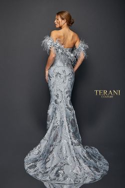 Style 1921E0136 Terani Couture Silver Size 18 Pageant Floor Length Free Shipping Mermaid Dress on Queenly
