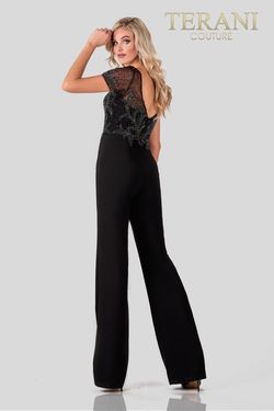 Style 2027E2940 Terani Couture Black Tie Size 4 Floor Length Free Shipping Pageant Jumpsuit Dress on Queenly