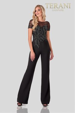 Style 2027E2940 Terani Couture Black Size 4 Tall Height Free Shipping Jumpsuit Dress on Queenly