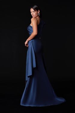 Style 2111E4747 Terani Couture Blue Size 2 Black Tie Straight Dress on Queenly