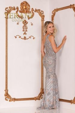 Style 2111E4733 Terani Couture Gold Size 14 Floor Length Tall Height Pageant Mermaid Dress on Queenly