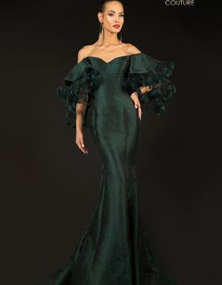Style 2021E2796 Terani Couture Green Size 4 Pageant Floor Length Mermaid Dress on Queenly