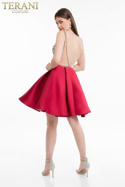 Style 1821H7771 Terani Couture Red Size 0 Midi Free Shipping Cocktail Dress on Queenly