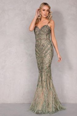 Style 2221GL0415 Terani Couture Green Size 2 Tall Height Pageant Free Shipping Mermaid Dress on Queenly