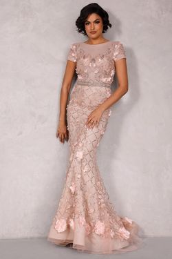 Style 2021GL3132 Terani Couture Pink Size 8 Floor Length Black Tie Mermaid Dress on Queenly