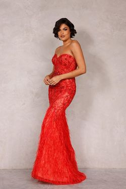 Style 2221GL0414 Terani Couture Red Size 6 Floor Length Pageant Mermaid Dress on Queenly
