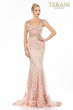 Style 1722GL4488 Terani Couture Pink Size 6 Black Tie Mermaid Dress on Queenly