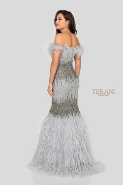 Style 1911GL9512 Terani Couture Silver Size 16 Pageant Floor Length Free Shipping Mermaid Dress on Queenly