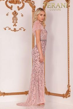 Style 2027GL3248 Terani Couture Pink Size 12 Floor Length Free Shipping Lavender Side slit Dress on Queenly