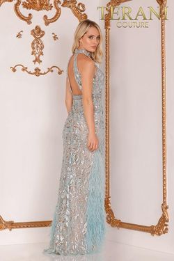 Style 2027GL3246 Terani Couture Blue Size 6 Pageant Floor Length Free Shipping Mermaid Dress on Queenly