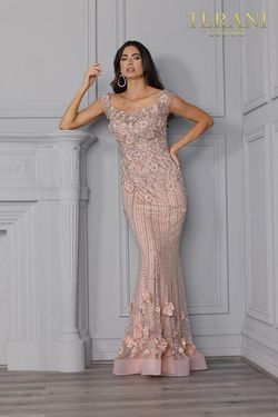Style 2021GL3161 Terani Couture Pink Size 4 Floor Length Pageant Rose Gold Mermaid Dress on Queenly