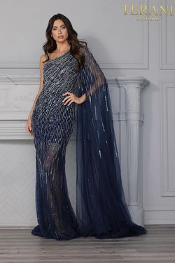 Style 1922GL0649 Terani Couture Blue Size 6 Free Shipping Navy Mermaid Dress on Queenly
