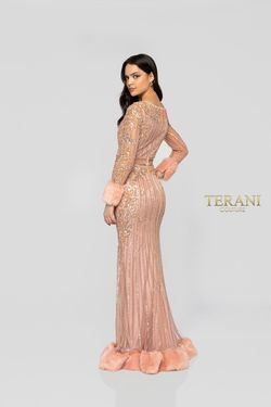 Style 1911GL9499 Terani Couture Pink Size 8 Pageant Floor Length Rose Gold Side slit Dress on Queenly