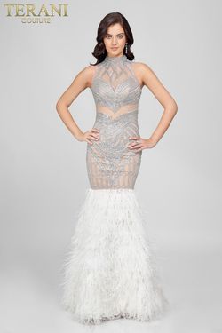 Style 1721GL4452 Terani Couture Nude Size 0 50 Off Sheer Appearance Mermaid Dress on Queenly