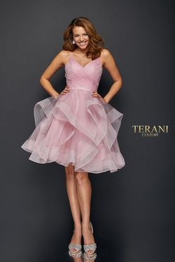 Style 1821H7770 Terani Couture Pink Size 8 Black Tie Midi Homecoming Cocktail Dress on Queenly