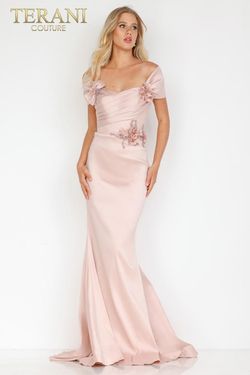 Style 2021M2969 Terani Couture Pink Size 8 Floor Length Black Tie Straight Dress on Queenly