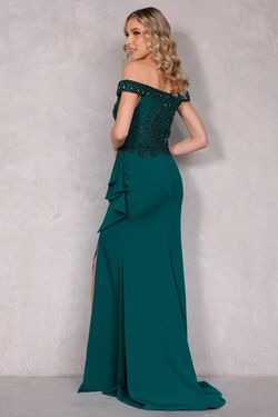 Style 2221M0381 Terani Couture Green Size 4 Pageant Emerald Side slit Dress on Queenly