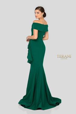 Style 1911M9339 Terani Couture Green Size 2 Tall Height Free Shipping Pageant Mermaid Dress on Queenly