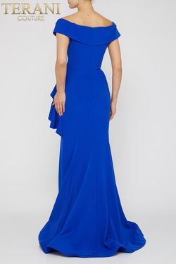 Style 1911M9339 Terani Couture Blue Size 4 Floor Length Mermaid Dress on Queenly