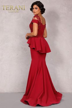 Style 2111M5262 Terani Couture Red Size 6 Floor Length Mermaid Dress on Queenly